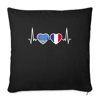 Aruba France Vintage Heartbeat Flag - Sofa pillowcase 17,3'' x 17,3'' (45 x 45 cm) - black - Front