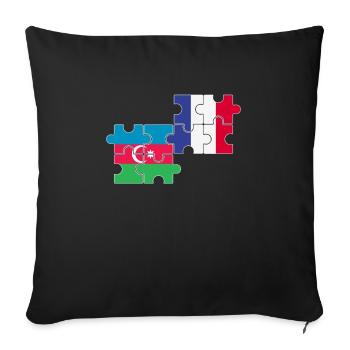 Azerbaïdjan France Drapeau Azerbaïdjanais - Housse de coussin décorative 45 x 45 cm - noir - Devant