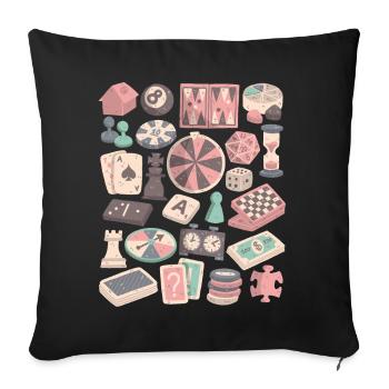 Jeux de société et jeux de société - Housse de coussin décorative 45 x 45 cm - noir - Devant