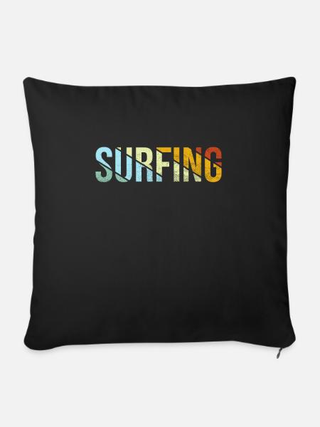 Surfen Retro - Sofakissenbezug 45 x 45 cm - Schwarz