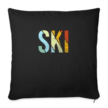 Ski Rétro - Housse de coussin décorative 45 x 45 cm - noir - Devant