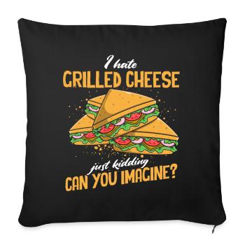 Amour Fromage Grillé Hommes Femmes - Housse de coussin décorative 45 x 45 cm - noir - Devant