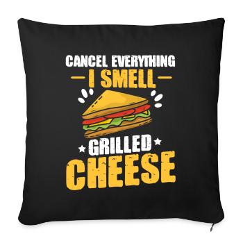 Amour Fromage Grillé Hommes Femmes - Housse de coussin décorative 45 x 45 cm - noir - Devant