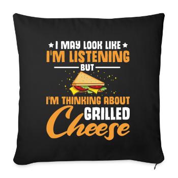 Amour Fromage Grillé Hommes Femmes - Housse de coussin décorative 45 x 45 cm - noir - Devant