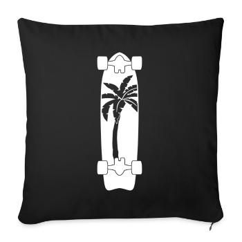 Longboard mit Palme Longboarder - Sofakissenbezug 45 x 45 cm - Schwarz - Vorne