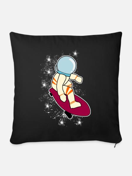 Longboarder Astronaut Longboard - Sofakissenbezug 45 x 45 cm - Schwarz