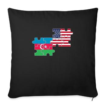 Azerbaïdjan USA Drapeau Azerbaïdjanais - Housse de coussin décorative 45 x 45 cm - noir - Devant
