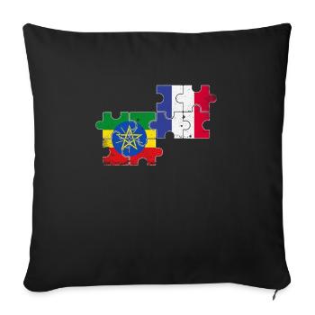 France Ethiopia Vintage Flag Ethiopian - Sofa pillowcase 17,3'' x 17,3'' (45 x 45 cm) - black - Front
