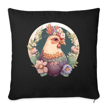 Cottagecore Mignon animal de compagnie Poulet Animal de ferme - Housse de coussin décorative 45 x 45 cm - noir - Devant