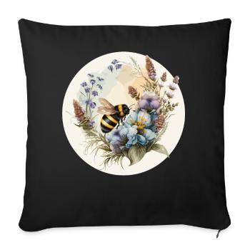 Cute Cottagecore Botanic Wildflower Bumblebee Wate - Sofa pillowcase 17,3'' x 17,3'' (45 x 45 cm) - black - Front