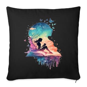 Celestial Fairy Reading Book Fantasy Novel Book Lo - Sofa pillowcase 17,3'' x 17,3'' (45 x 45 cm) - black - Front