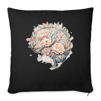 Brain Flower Neuro Science Floral Neurologist Ment - Sofa pillowcase 17,3'' x 17,3'' (45 x 45 cm) - black - Front