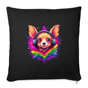 Rainbow Flag Chihuahua Pride Dog Colorful Love - Sofa pillowcase 17,3'' x 17,3'' (45 x 45 cm) - black - Front