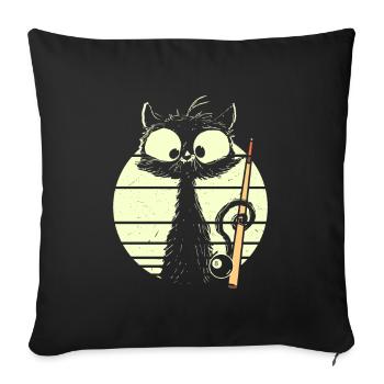 Chat avec billard Billard Billard Snooker - Housse de coussin décorative 45 x 45 cm - noir - Devant
