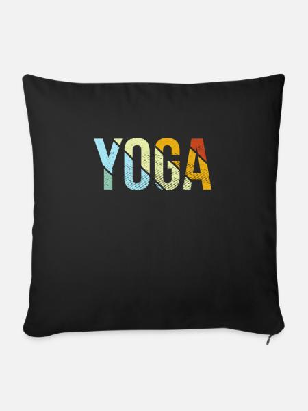 Yoga Retro Schriftzug - Sofakissenbezug 45 x 45 cm - Schwarz