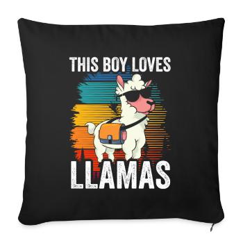 This boy loves llama's sayings llama llama animal - Sofa pillowcase 17,3'' x 17,3'' (45 x 45 cm) - black - Front