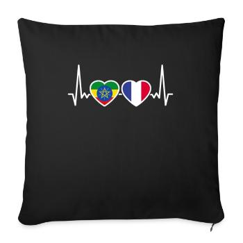 France Ethiopia flag Ethiopian heartbeat - Sofa pillowcase 17,3'' x 17,3'' (45 x 45 cm) - black - Front