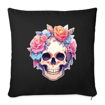 Skulls Skull Flowers Flower Skull Skull - Sofa pillowcase 17,3'' x 17,3'' (45 x 45 cm) - black - Front