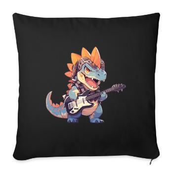 Dino Baby Dinosaur Rock And Roll Dino Guitar - Sofa pillowcase 17,3'' x 17,3'' (45 x 45 cm) - black - Front