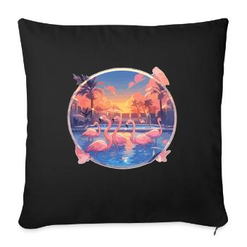 Flamingo Flamingo Pool Flamingo Party - Sofa pillowcase 17,3'' x 17,3'' (45 x 45 cm) - black - Front
