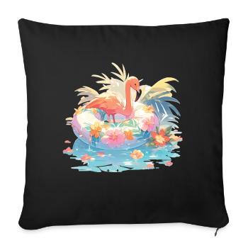 Rose Flamingo Flamingos Flamingo Schimmreif - Sofa pillowcase 17,3'' x 17,3'' (45 x 45 cm) - black - Front