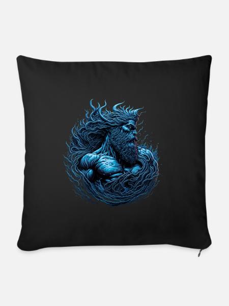 Poseidon, Gott des Meeres - Sofakissenbezug 45 x 45 cm - Schwarz
