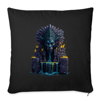 Mayan Head Totem Statue with Water and Fire Elemen - Sofa pillowcase 17,3'' x 17,3'' (45 x 45 cm) - black - Front