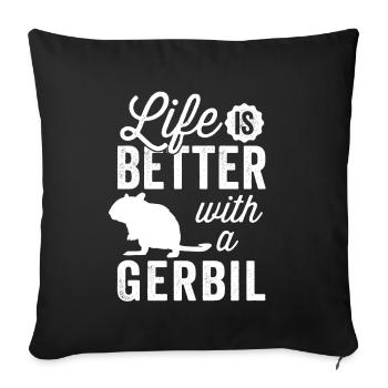 Tout va mieux avec gerbille rongeur Gerbille - Housse de coussin décorative 45 x 45 cm - noir - Devant