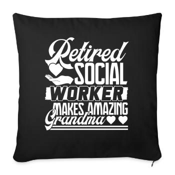 Social Worker Retired Social Worker - Sofa pillowcase 17,3'' x 17,3'' (45 x 45 cm) - black - Front