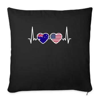 Australien USA Herzschlag Flagge Australisch - Sofakissenbezug 45 x 45 cm - Schwarz - Vorne