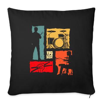 Drums Retro - Sofa pillowcase 17,3'' x 17,3'' (45 x 45 cm) - black - Front