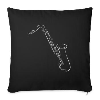 Saxophon Silhouette Zeichnung Jazz - Sofakissenbezug 45 x 45 cm - Schwarz - Vorne