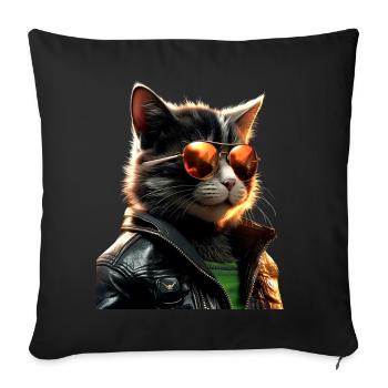 Chat avec lunettes de soleil Chat Maman Chat Maman Maman Chats - Housse de coussin décorative 45 x 45 cm - noir - Devant