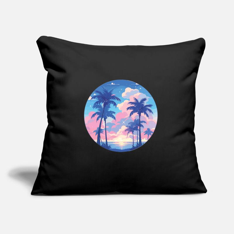 Palm trees Palm trees sunset palm trees beach Sofa pillowcase 17,3'' x 17,3'' (45 x 45 cm)
