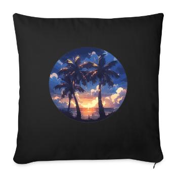 Palm tree palm tree palm tree sunset palm beach - Sofa pillowcase 17,3'' x 17,3'' (45 x 45 cm) - black - Front