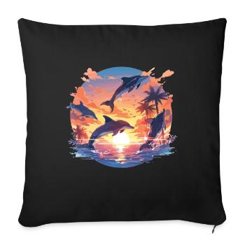 Dolphins Define Sunset Dolphin Swimming - Sofa pillowcase 17,3'' x 17,3'' (45 x 45 cm) - black - Front