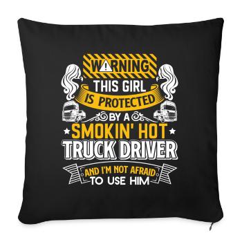 Truck Driver Protected By Truck Driver - Sofa pillowcase 17,3'' x 17,3'' (45 x 45 cm) - black - Front