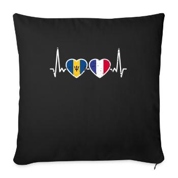 Barbados France Heartbeat Flag Barbadian - Sofa pillowcase 17,3'' x 17,3'' (45 x 45 cm) - black - Front