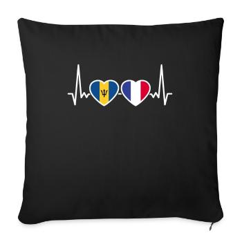 Drapeau battant de cœur de la Barbade France - Housse de coussin décorative 45 x 45 cm - noir - Devant