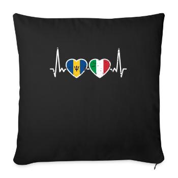 Barbade Italie Vintage Heartbeat Flag - Housse de coussin décorative 45 x 45 cm - noir - Devant