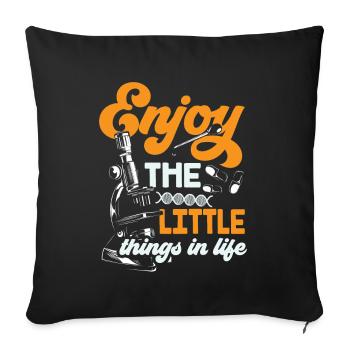 Profitez des petites choses de la vie Microscope - Housse de coussin décorative 45 x 45 cm - noir - Devant