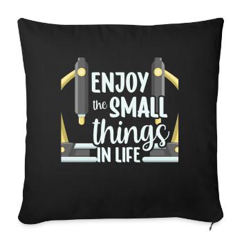 Profitez des petites choses dans les dictons de la vie - Housse de coussin décorative 45 x 45 cm - noir - Devant