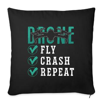 Drone Racing Fly Crash Répéter Fpv Race Quadcopter - Housse de coussin décorative 45 x 45 cm - noir - Devant