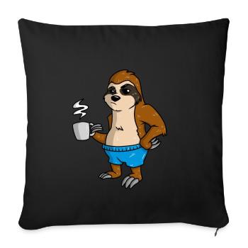 Coffee Sloth - Sofa pillowcase 17,3'' x 17,3'' (45 x 45 cm) - black - Front