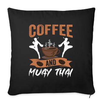 Combat de combat de café et d’arts martiaux de Muay Thai - Housse de coussin décorative 45 x 45 cm - noir - Devant