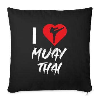 J’adore les combattants de combat d’arts martiaux Muay Thai - Housse de coussin décorative 45 x 45 cm - noir - Devant