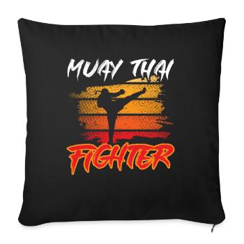 Muay Thai combattants arts martiaux arts martiaux arts martiaux - Housse de coussin décorative 45 x 45 cm - noir - Devant