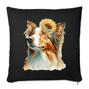Cute Border Collie Sunflower Dog Breed Pet Puppy - Sofa pillowcase 17,3'' x 17,3'' (45 x 45 cm) - black - Front