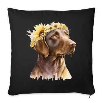 Mignon brun Labrador Retriever Sunflower Dog Breed - Housse de coussin décorative 45 x 45 cm - noir - Devant