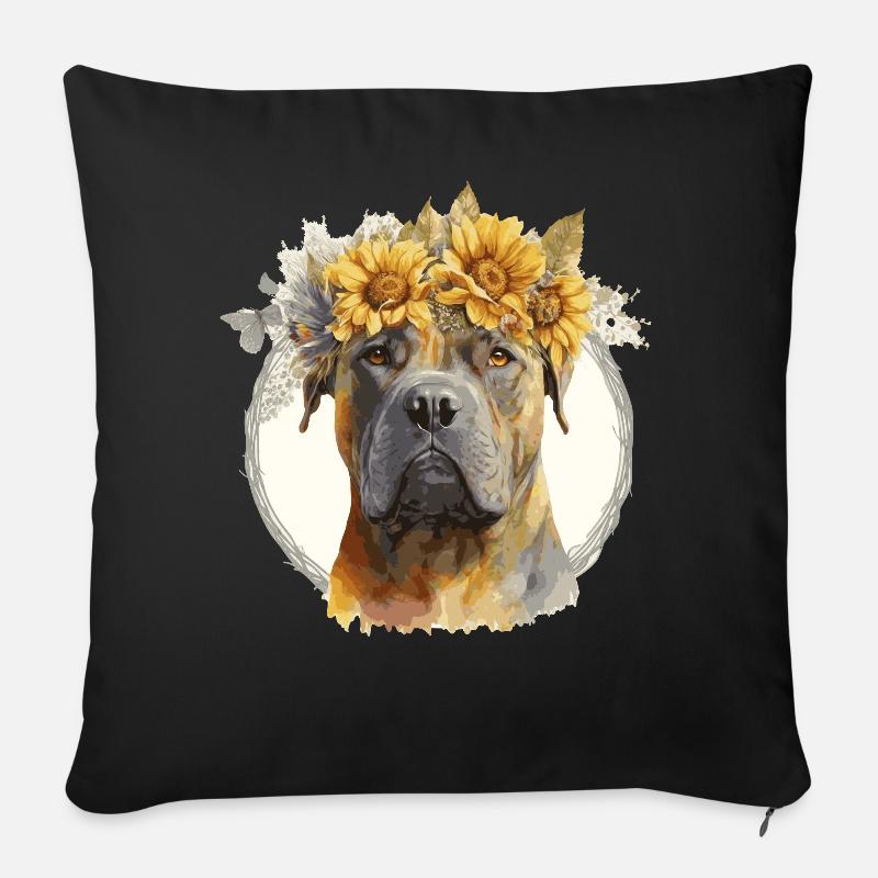 Cute Cane Corso Sunflower Dog Breed Pet Puppy - Sofakissenbezug 45 x 45 cm - Schwarz